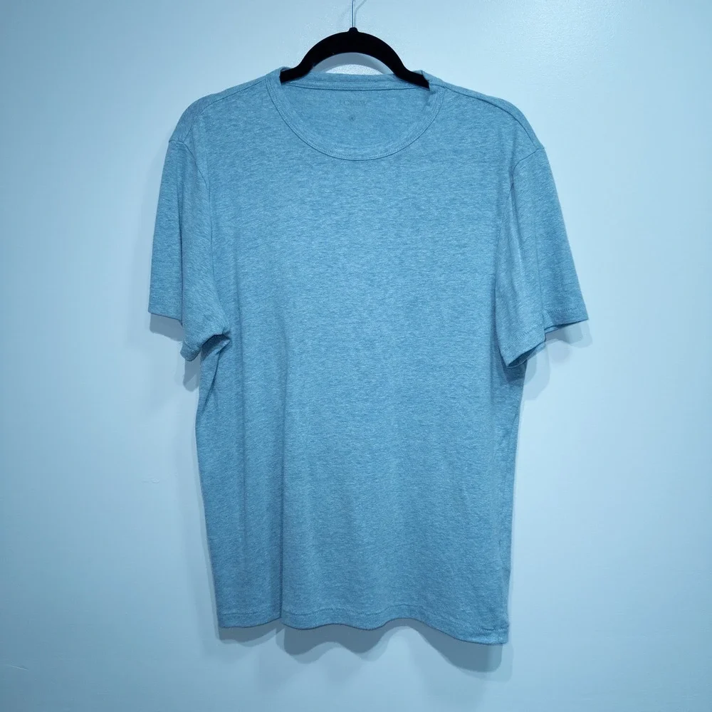 J. Crew Seashore Blue Linen-Cotton Blend Tee Medium